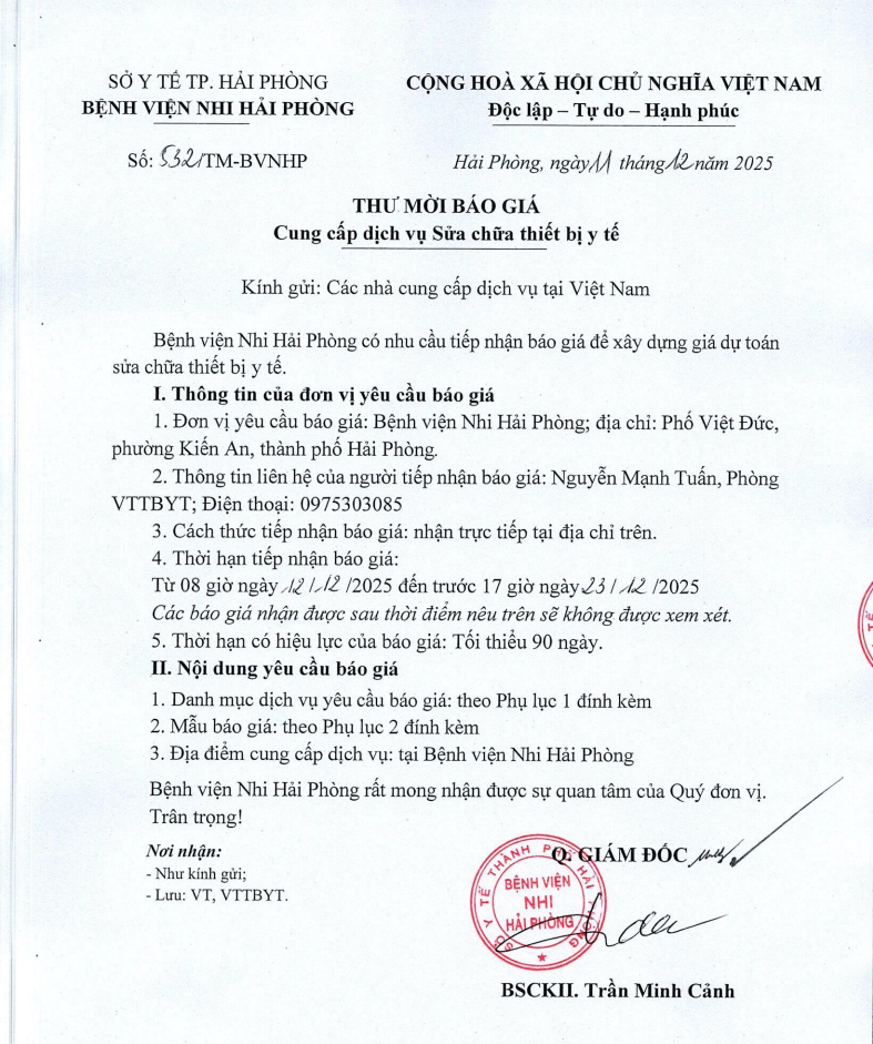 Thư mời báo giá 532