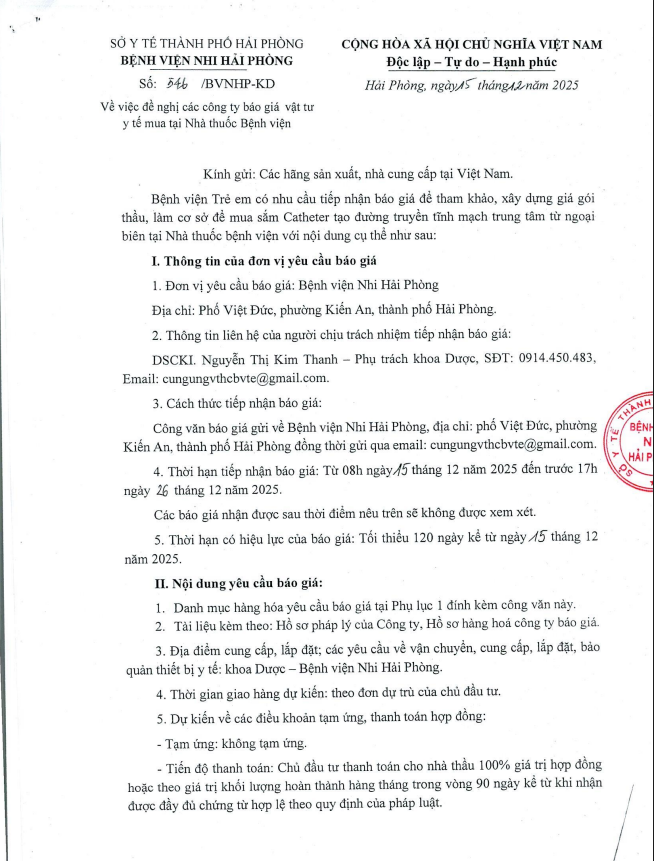 Thư mời báo giá số 546