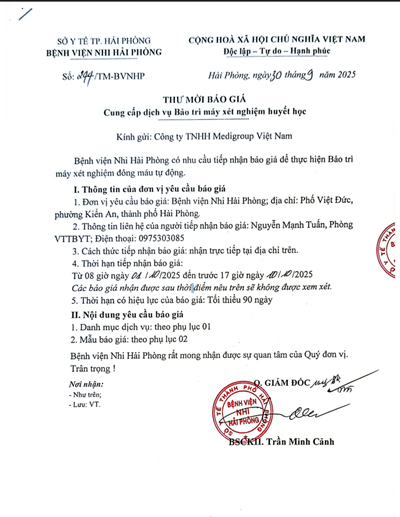 Thư mời báo giá số 244