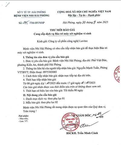 Thư mời báo giá số 245